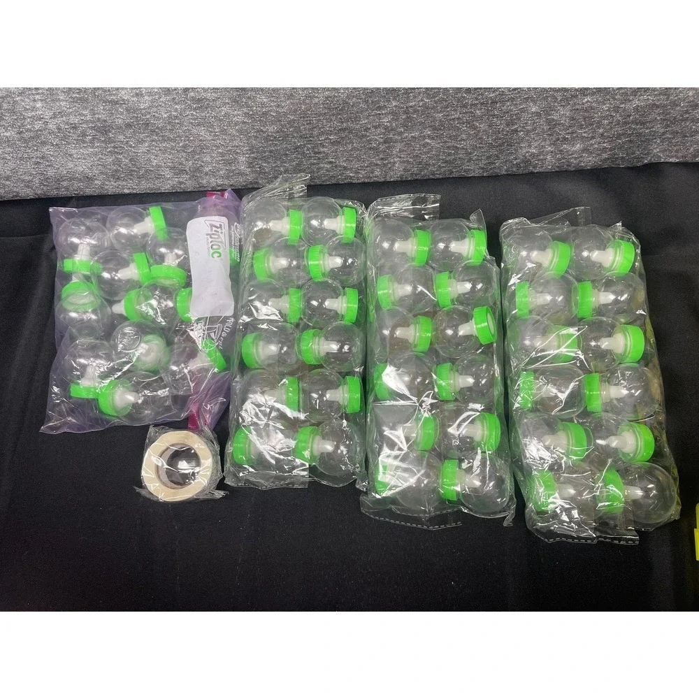 48 Piece Mini Baby Bottle Favors Clear Lime Green with Thank You Stickers‎ Set